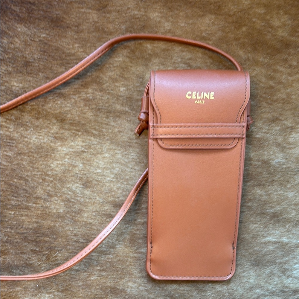 Faux Tan Leather Crossbody Phone Bag